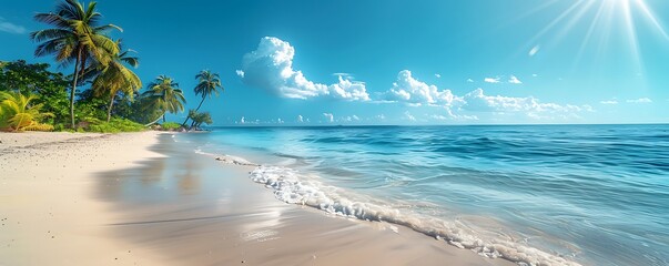 Obraz premium Beautiful White Sand Beach in Summer Sunshine