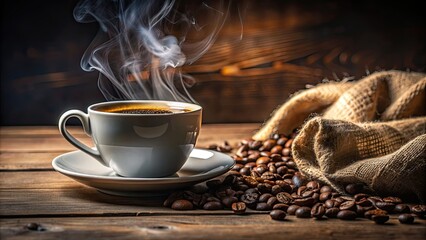 Close-up of steaming cup of coffee in cozy setting, coffee, cup, drink, steam, cozy, warm, atmosphere, morning, caffeine