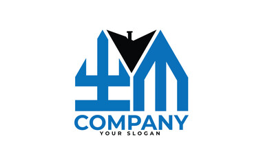 YM letter creative real estate vector logo design.