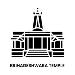 Brihadeshwara Temple, Thanjavur, Tamil Nadu, India. Minimalist black fill icon, a historical landmark for web, mobile apps and UI.