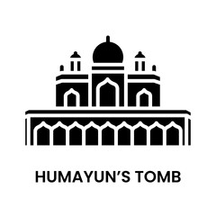 Humayun's Tomb, Delhi, India. minimalist black fill icon, a historical landmark for web, mobile apps and UI.