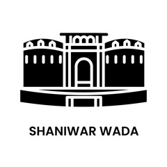 Shaniwar Wada, Pune, Maharastra, India. minimalist black fill icon, a historical landmark for web, mobile apps and UI.