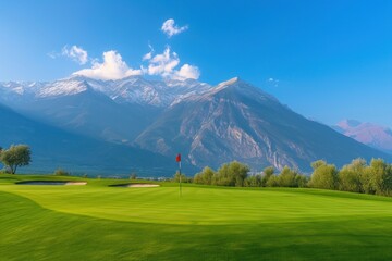 Fototapeta premium Golf Course golf landscape mountain.