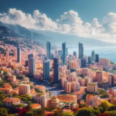 Fototapeta premium Cityscape of Monte Carlo on a sunny summer day, Monaco