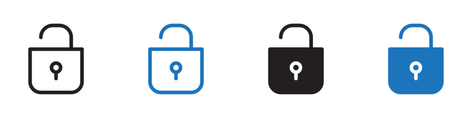 Lock icon set Simple outline illustration