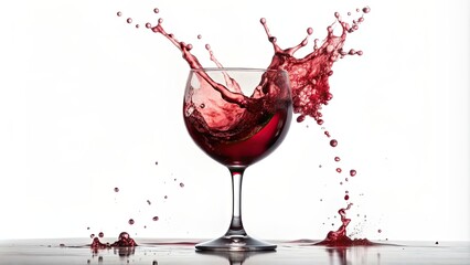 Red wine splashing against a white background, red wine, splash, drink, beverage, alcohol, liquid, glass, elegant
