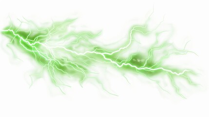 Obraz premium light green electric lightning isolated on white background 