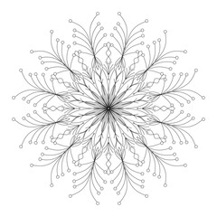 Mandala for coloring book, round ornament, irregular floral shape decoration, oriental vector, stress therapy pattern, weave yoga vector logo design element. adult mandala for coloring