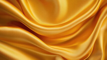 Fototapeta premium Golden yellow silk satin with soft, flowing drapes, perfect for high-end and elegant fabric backgrounds