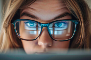 Person wearing glasses in close-up perspective