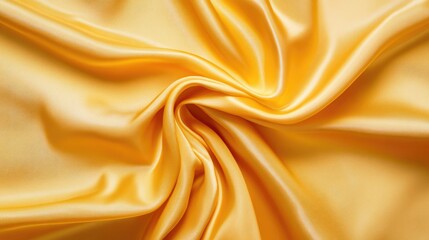 Obraz premium Top view of yellow silk satin with soft drapes, highlighting a luxurious golden fabric background