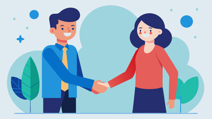  Two people shacking hand after successful business deal, vector art illustration