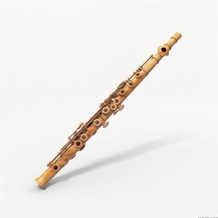 Naklejka premium 3D Render, Low Poly style of a classical oboe with simple tone holes, on isolated white background