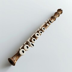 Fototapeta premium 3D Render, Low Poly style of a classical oboe with simple tone holes, on isolated white background