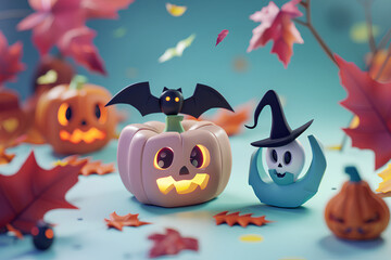 楽しいハロウィンのモンスターたち