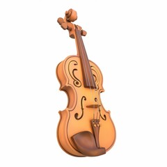 Fototapeta premium 3D Render, Low Poly style of a traditional violin with detailed scroll, on isolated white background