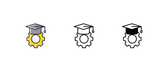 Learning management system Icons thin line and glyph vector icon stock illustration