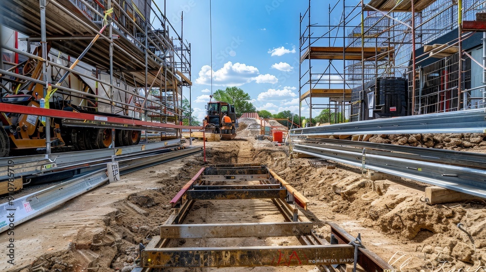 Poster scaffolding systems with integrated access gates and secure entry points ensure controlled site acce