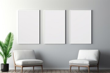 Blank posters mockup architecture furniture chair.