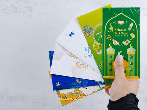 Money envelope for Muslim Eid celebration or also known as "Duit Hari Raya Aidilfitri" with Eid Fitr greeting on the envelope.