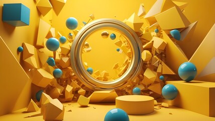 Default Abstract 3d render yellow modern background design 