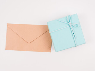 Present and envelope isolated with white background.