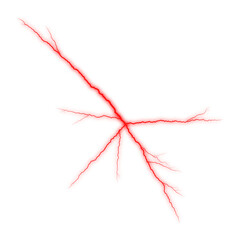 Realistic red color electric flash visual effect on Isolated transparent background