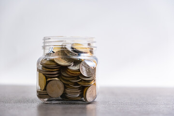 Closed up a coins bank. Savings concept.