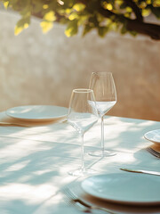 Background Aesthetics White, Mockup Cream, Packaging, Sea and Desert, Santorini, Ceramics, Vases, Beautiful Landscape and Interior, Picnic, Transparent Water,