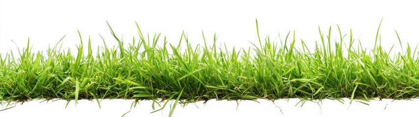 Obraz premium Lush Green Grass Blades Against a White Background