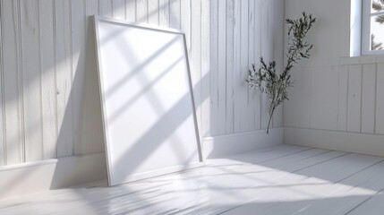 Obraz premium Mockup for a poster, painting or photograph in a minimalist interior