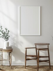 Mockup for a poster, painting or photograph in a minimalist interior