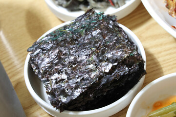 korea side dish food. edible seaweed
