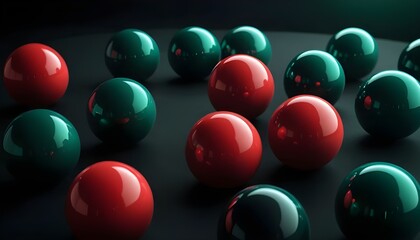 Retro Geometric Poster - Red and Green Gradient Spheres