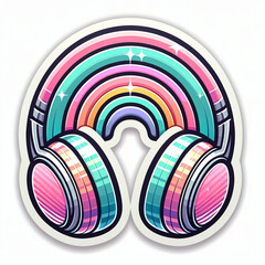 rainbow headphones sticker
