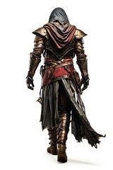 Fototapeta premium Crusade warrior walking costume adult white background.