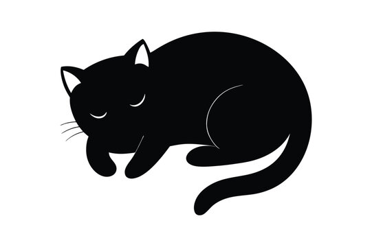 recommend clip art: A Lazy cat sleeping silhouette Vector illustration.