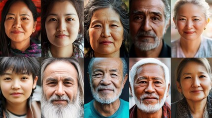 Fototapeta premium A vibrant collection of faces representing various ages and backgrounds