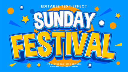Sunday festival 90s party editable text effect