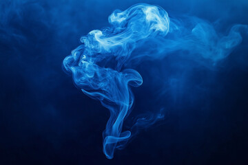 Fototapeta premium Ethereal Moments: A Wisp of Smoke Captured on a Deep Blue Background