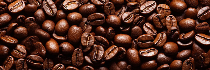 Naklejka premium close up of coffee beans with the beans being brown in color. The beans are spread out and appear to be in a pile