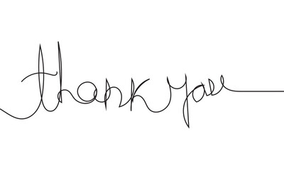single line drawing of words THANK YOU, handwriting line art vector illustration. EPS 10