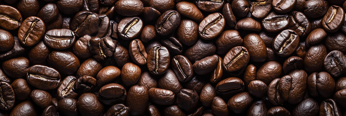 Obraz premium close up of coffee beans with the beans being brown in color. The beans are spread out and appear to be in a pile