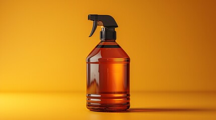 A pristine plastic container filled with tawny cleaning solution.
