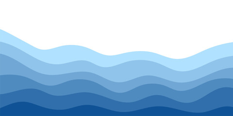 Sea waves. Blue river ocean wave layer vector background illustration