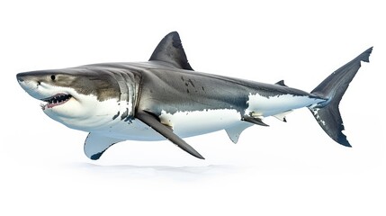 Fototapeta premium Great White Shark with Open Mouth in mid-air