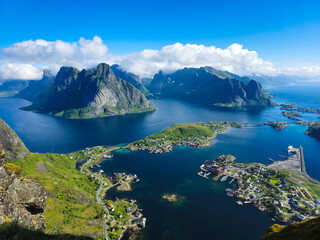 Breathtaking View of Norwegian Fjords and Islands, Reinebringen Lofoten Norway