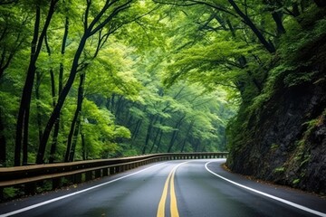 Fototapeta premium Mountain Highway Through the Trees highway outdoors freeway.