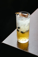 alcoholic cocktail with berries . bar menu