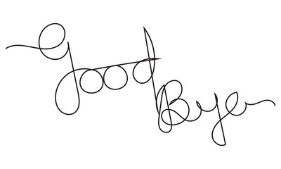 single line drawing of words GOOD BYE, handwriting line art vector illustration. isolated on white background. EPS 10